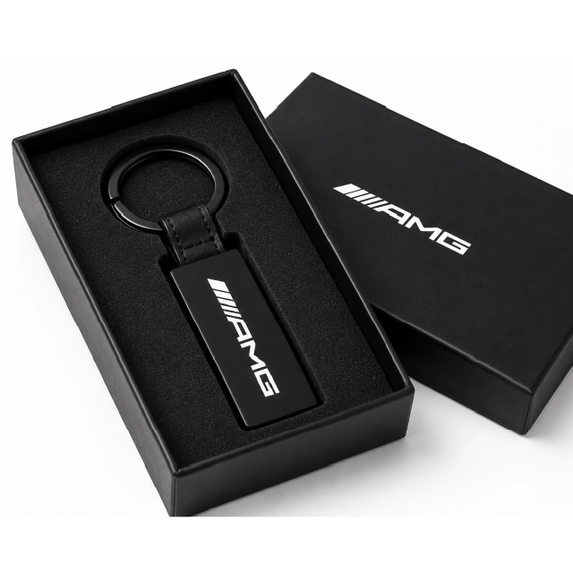 AMG Premium Metal & Leather Keyring