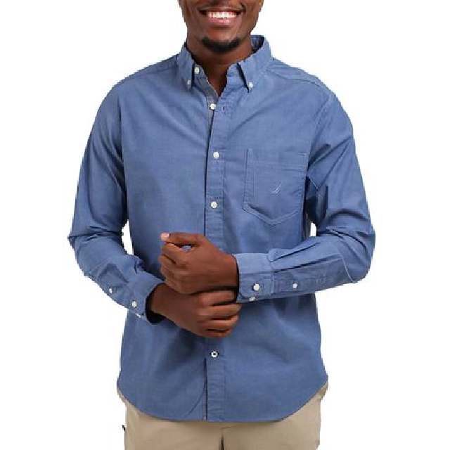 Nautica-W73000 L/S Classic Shirt-Riviera Blue